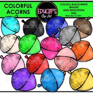 Colorful Acorns Clip Art Bundle {Educlips Clipart}
