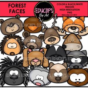 Forest Faces Clip Art Bundle {Educlips Clipart}