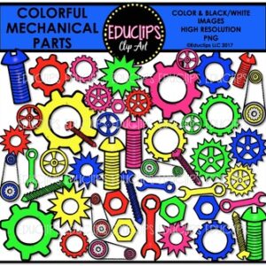 Colorful Mechanical Part Clip Art Bundle {Educlips Clipart}