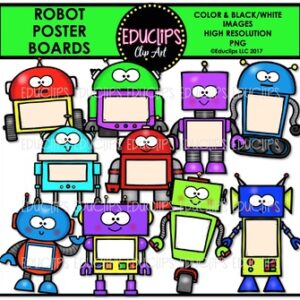 Robot Poster Boards Clip Art Bundle {Educlips Clipart}