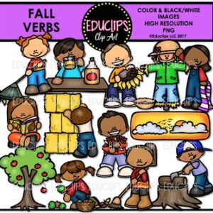 Fall/Autumn Verbs Clip Art Bundle {Educlips Clipart}
