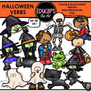 Halloween Verbs Clip Art Bundle {Educlips Clipart}