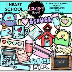 I Heart School Clip Art Bundle {Educlips Clipart}