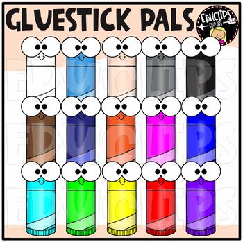 Colorful Glue Stick Pals Clip Art Bundle {Educlips Clipart}