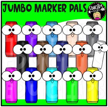 Colorful Jumbo Marker Pals Clip Art Bundle {Educlips Clipart}