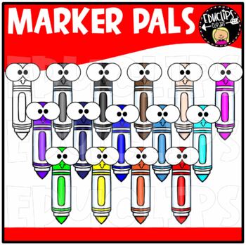 Colorful Marker Pals Clip Art Bundle {Educlips Clipart}