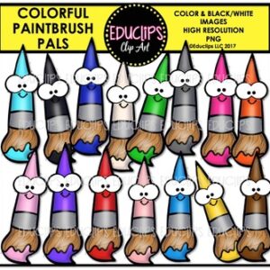 Colorful Paintbrush Pals Clip Art Bundle {Educlips Clipart}