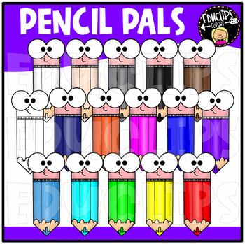 Colorful Pencil Pals Clip Art Bundle {Educlips Clipart}