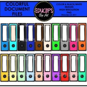 Colorful Document Files Clip Art Bundle {Educlips Clipart}