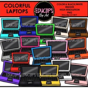 Colorful Laptops Clip Art Bundle {Educlips Clipart}