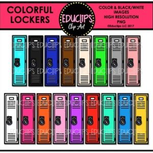 Colorful Lockers Clip Art Bundle {Educlips Clipart}