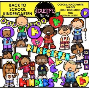 Back To School Kindergarten Clip Art Bundle {Educlips Clip Art}