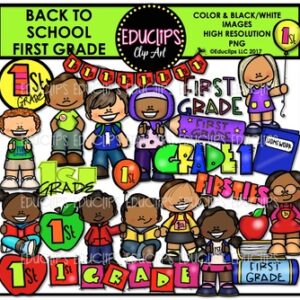 Back To School First Grade Clip Art Bundle {Educlips Clip Art}
