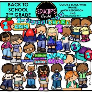 Back To School Second Grade Clip Art Bundle {Educlips Clip Art}