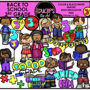 Back To School Third Grade Clip Art Bundle {Educlips Clip Art}