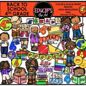 Back To School Fourth Grade Clip Art Bundle {Educlips Clip Art}