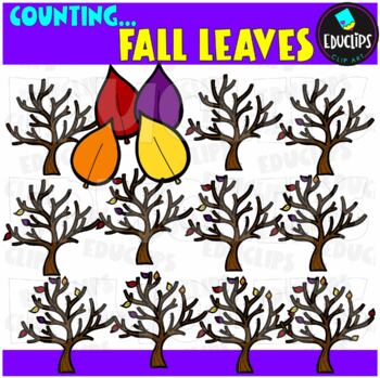 Counting Fall Leaves Clip Art Bundle  {Educlips Clipart}