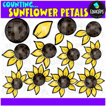 Counting Sunflower Petals Clip Art Set  {Educlips Clipart}