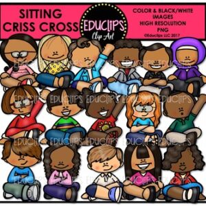 Kids Sitting Criss Cross Clip Art Bundle {Educlips Clipart}