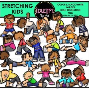 Stretching Kids Clip Art Bundle {Educlips Clipart}