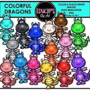 Colorful Dragons Clip Art Bundle {Educlips Clipart}