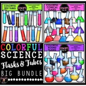 Colorful Science - Flasks and Tubes Clip Art Big Bundle {Educlips Clipart}