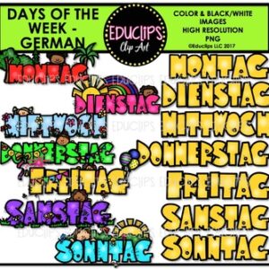 Days Of The Week - GERMAN -  Clip Art Bundle {Educlips Clipart}