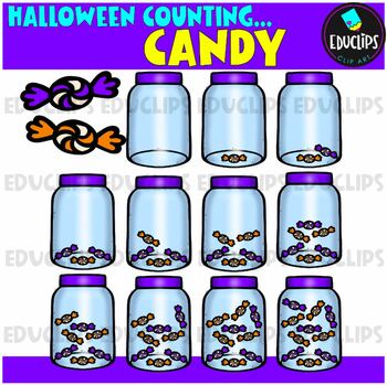 Counting Halloween Candy Clip Art Set {Educlips Clipart}