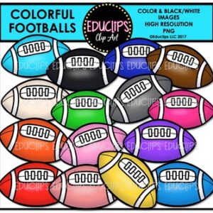 Colorful Footballs Clip Art Bundle {Educlips Clipart}