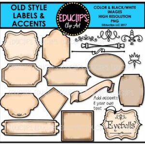 Old Style Labels & Accents Clip Art Bundle {Educlips Clipart}