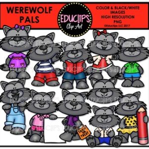 Werewolf Pals Clip Art Bundle {Educlips Clipart}