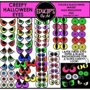 Creepy Halloween Eyes Clip Art Bundle {Educlips Clipart}