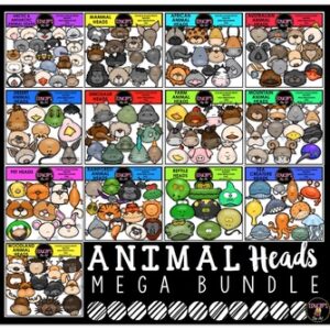 Animal Heads Clip Art Mega Bundle {Educlips Clipart}