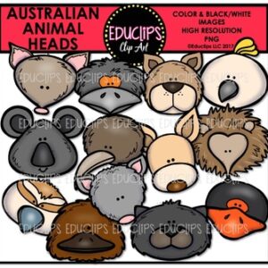 Australian Animal Heads Clip Art Bundle {Educlips Clipart}