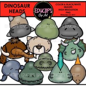 Dinosaur Heads Clip Art Bundle {Educlips Clipart}
