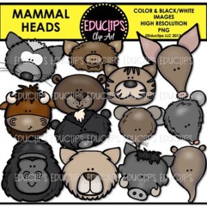 Mammal Heads Clip Art Bundle {Educlips Clipart}