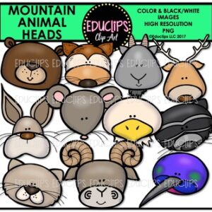 Mountain Animal Heads Clip Art Bundle {Educlips Clipart}