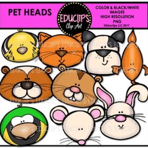 Pet Heads Clip Art Bundle {Educlips Clipart}