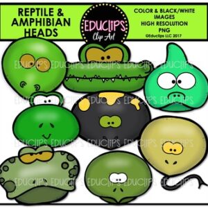 Reptile and Amphibian Animal Heads Clip Art Bundle {Educlips Clipart}