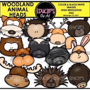 Woodland Animal Heads Clip Art Bundle {Educlips Clipart}