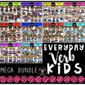 Everyday Verb Kids Clip Art Mega Bundle {Educlips Clipart}