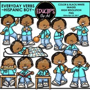 Everyday Verb Hispanic Boy Clip Art Bundle {Educlips Clipart}