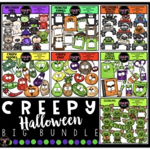 Creepy Halloween Clip Art Big Bundle {Educlips Clipart}