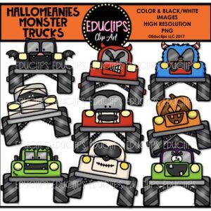 Hallomeanies Monster Trucks Clip Art Bundle {Educlips Clipart}