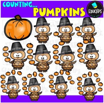 Counting Pumpkins Clip Art Set  {Educlips Clipart}
