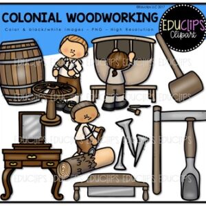 Colonial Woodworker Clip Art Bundle {Educlips Clipart}