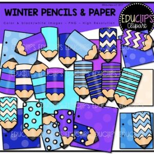 Winter Pencils & Paper Clip Art Bundle {Educlips Clipart}