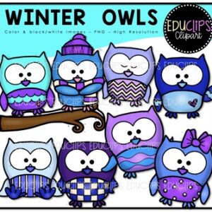 Winter Owls Clip Art Bundle {Educlips Clipart}