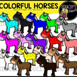Colorful Horses Clip Art Bundle {Educlips Clipart}