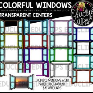 Colorful Windows - Transparent Centers Clip Art Bundle {Educlips Clipart}